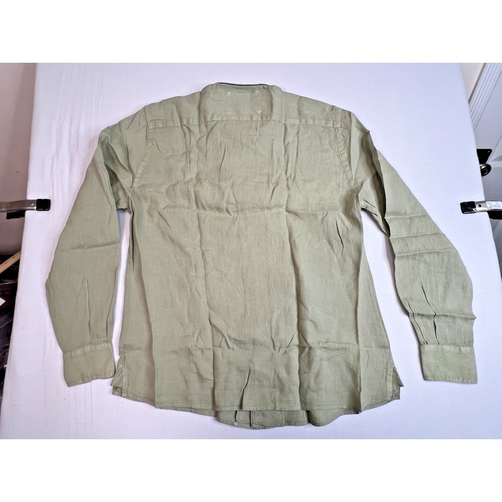 Manebi Men's Washed Linen LS Button-Up Panama Shirt Sage Size‎ XL Made In Italy - Picture 13 of 14